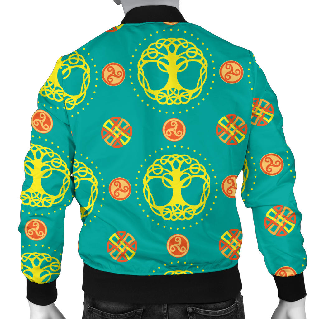 Celtic Tree of Life Print Pattern Men Bomber Jacket