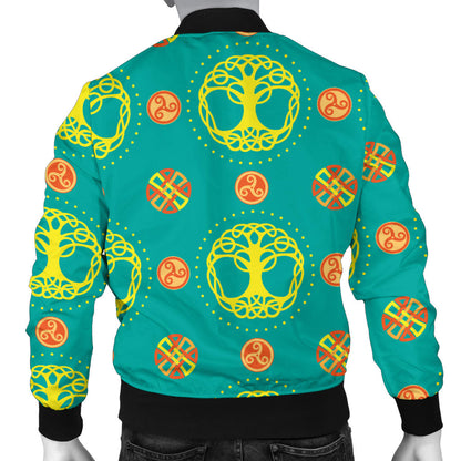 Celtic Tree of Life Print Pattern Men Bomber Jacket
