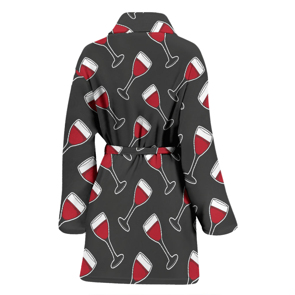 Wine Print Design LKS308 Women Bathrobe