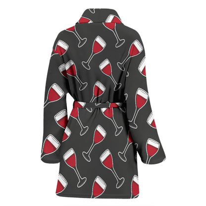 Wine Print Design LKS308 Women Bathrobe