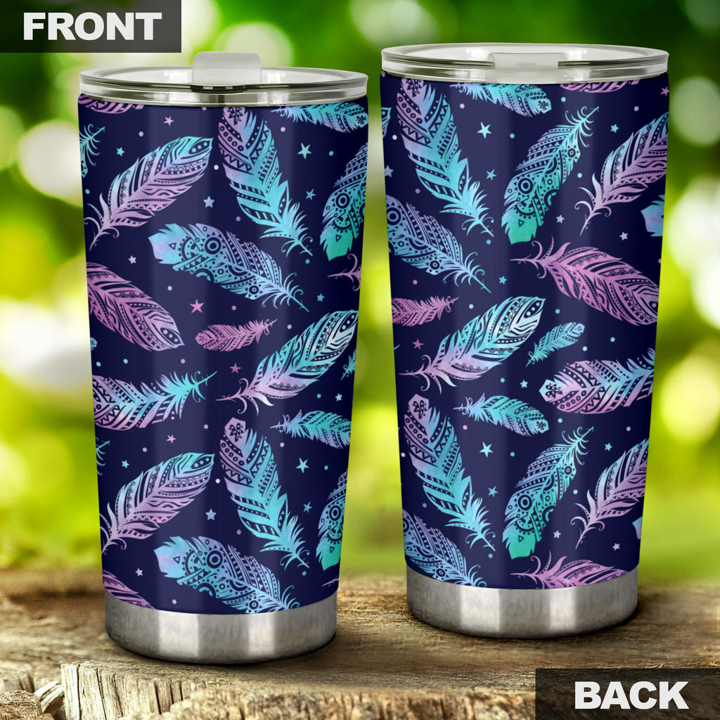 Feather Aztec Design Print Tumbler