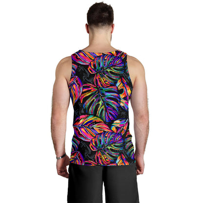 Neon Color Tropical Palm Leaves Men Tank Top