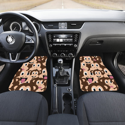 Emoji Monkey Print Pattern Car Floor Mats Front Back