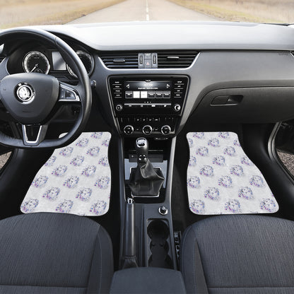 Wolf with Flower Print Design Car Floor Mats Front Back