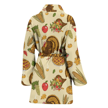 Turkey Pattern Print Design 02 Women Bathrobe