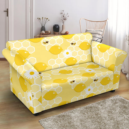Honey Bee Honeycomb Print Design LKS3010 Loveseat Couch Slipcover