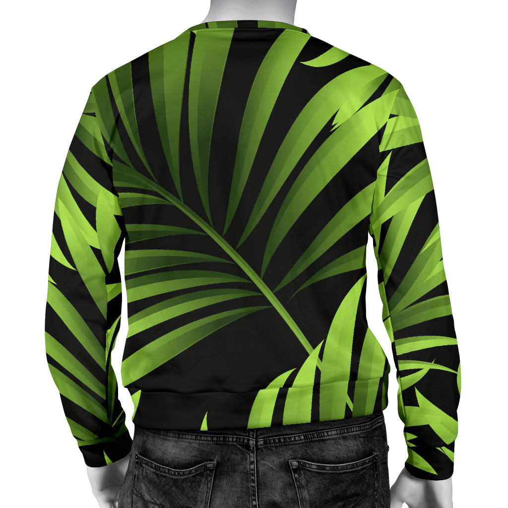 Green Neon Tropical Palm Leaves Men Long Sleeve Sweatshirt