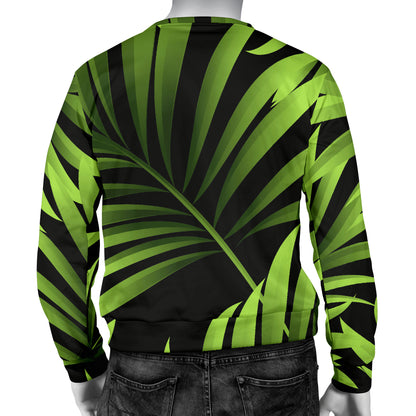 Green Neon Tropical Palm Leaves Men Long Sleeve Sweatshirt