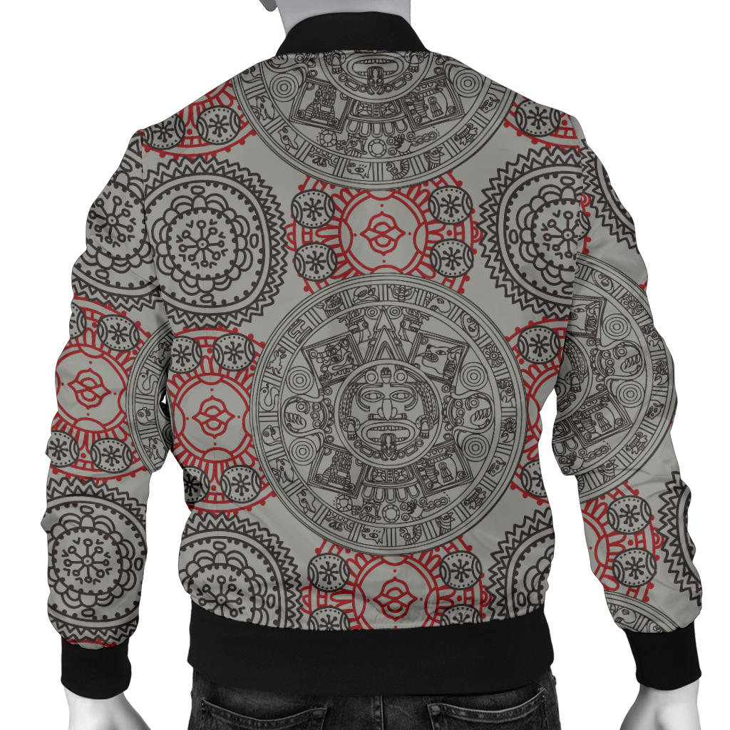 Calendar Aztec Style Print Pattern Men Bomber Jacket