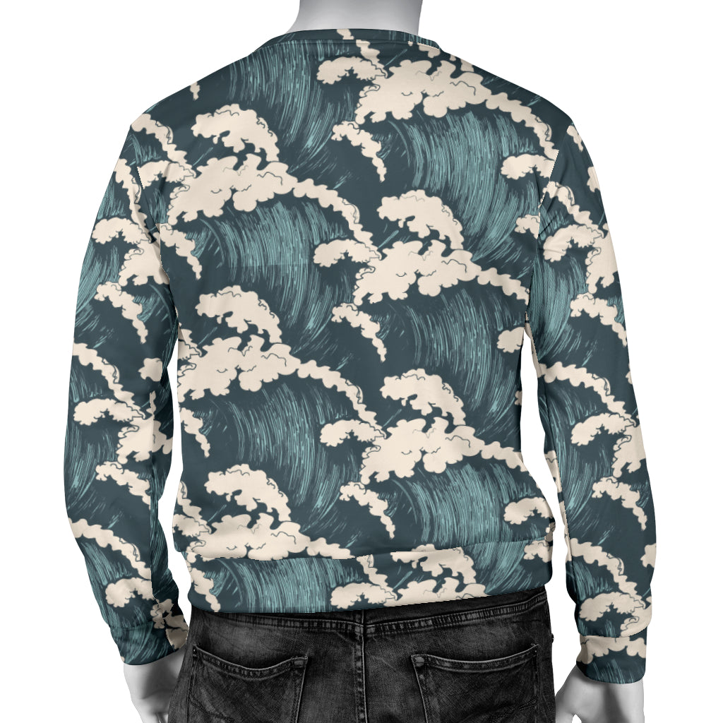 Wave Art Print Men Long Sleeve Sweatshirt