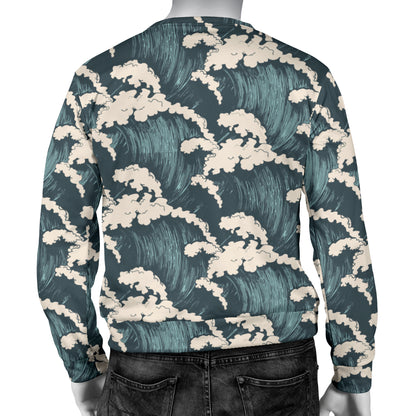Wave Art Print Men Long Sleeve Sweatshirt