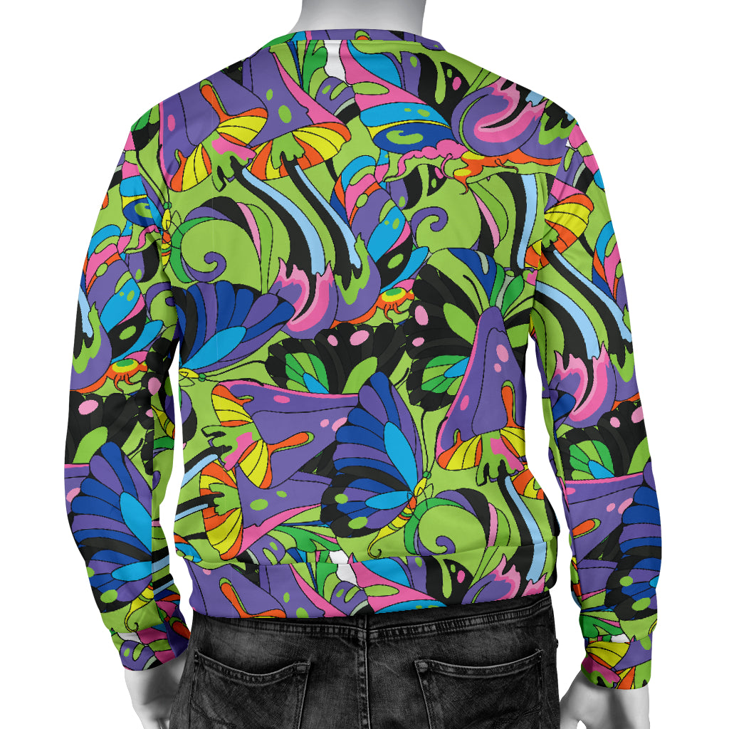 Psychedelic Trippy Mushroom Themed Men Long Sleeve Sweatshirt