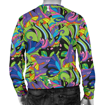 Psychedelic Trippy Mushroom Themed Men Long Sleeve Sweatshirt