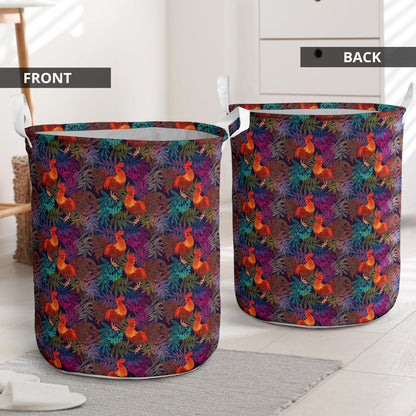 Rooster Print Style Laundry Basket
