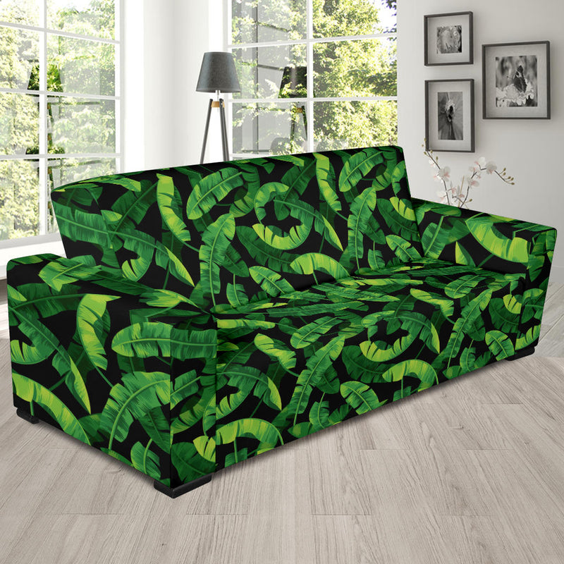 Banana Leaf Pattern Print Design 02 Sofa Slipcover