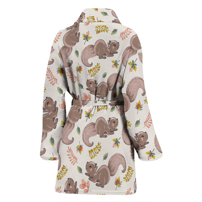 Squirrel Print Design LKS307 Women Bathrobe