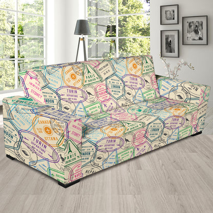 Travel Stamp Print Design LKS303 Sofa Slipcover