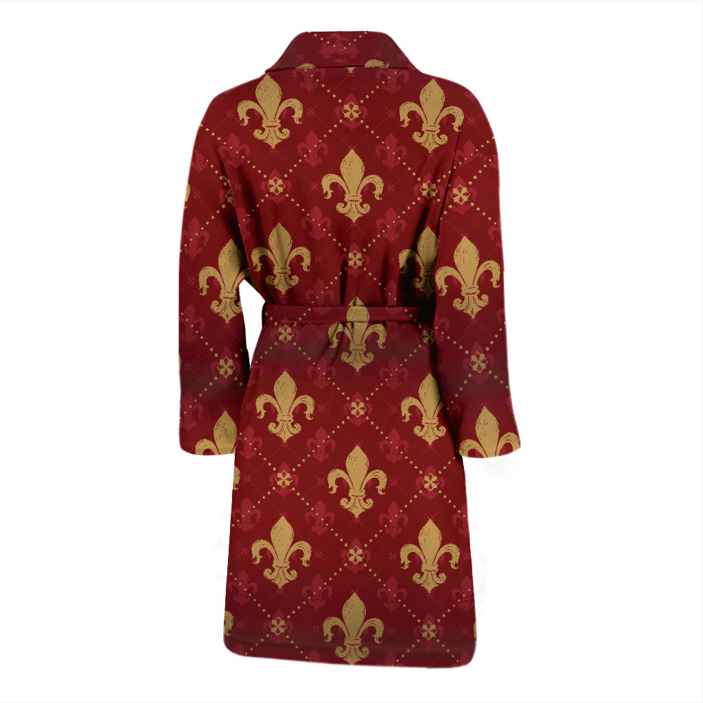 Fleur De Lis Print Design LKS401 Men Bathrobe