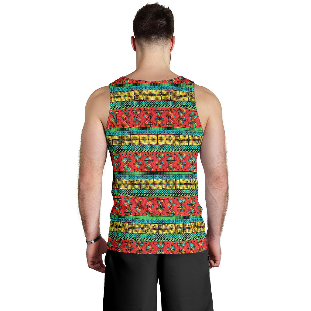 African Colorful Zigzag Print Pattern Men Tank Top