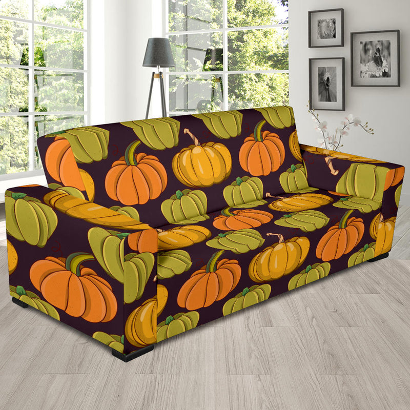 Pumpkin Pattern Print Design A01 Sofa Slipcover