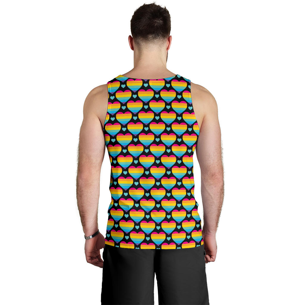 Rainbow Heart Print Pattern Men Tank Top