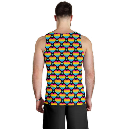 Rainbow Heart Print Pattern Men Tank Top