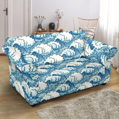 Wave Japan Style Print Design LKS304 Loveseat Couch Slipcover