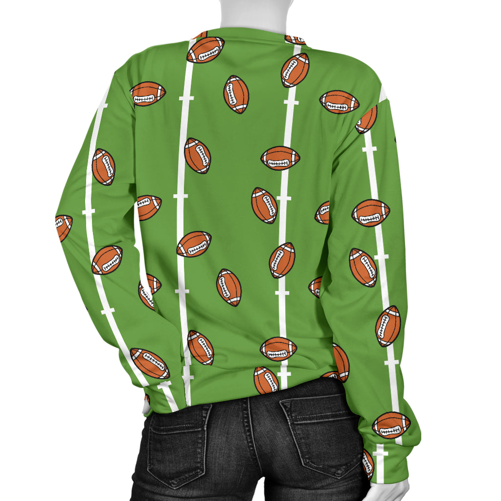 American Football on Field Themed Print Women Long Sleeve Sweatshirt