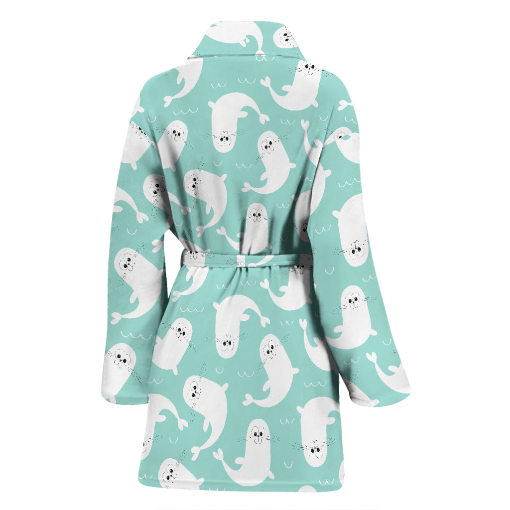 Sea Lion Print Design LKS401 Women Bathrobe