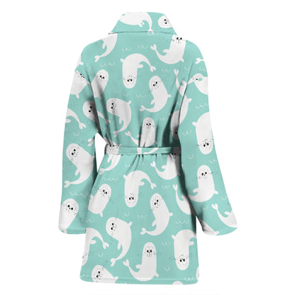 Sea Lion Print Design LKS401 Women Bathrobe