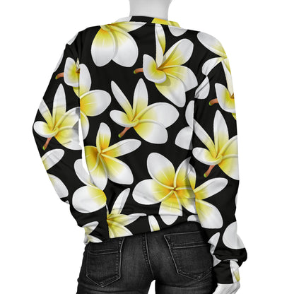 Yellow Plumeria Hawaiian Flowers Women Long Sleeve Sweatshirt
