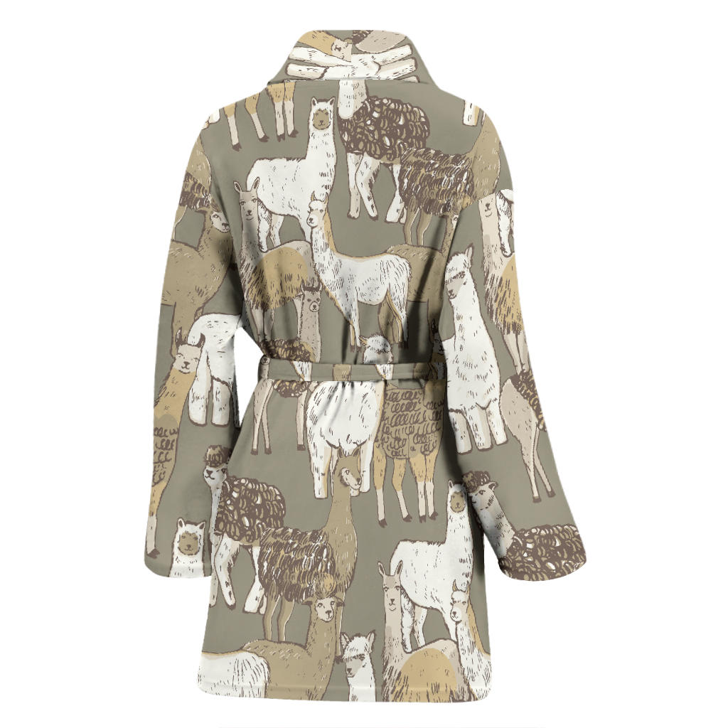 Alpaca Pattern Print Design 01 Women Bathrobe