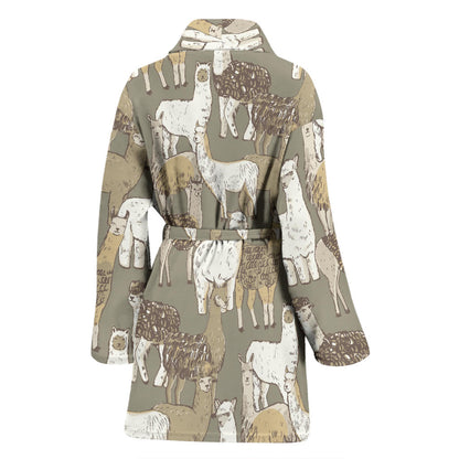 Alpaca Pattern Print Design 01 Women Bathrobe