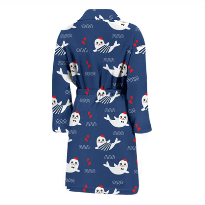Sea Lion Print Design LKS403 Men Bathrobe