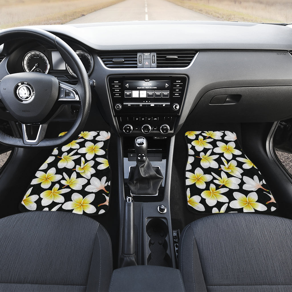 Yellow Plumeria Hawaiian Flowers Car Floor Mats Front Back