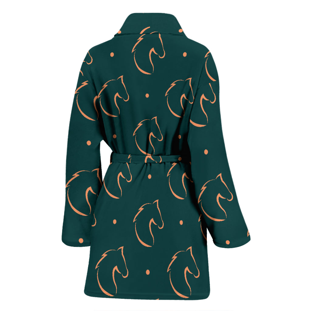 Horse Head Print Design LKS302 Women Bathrobe