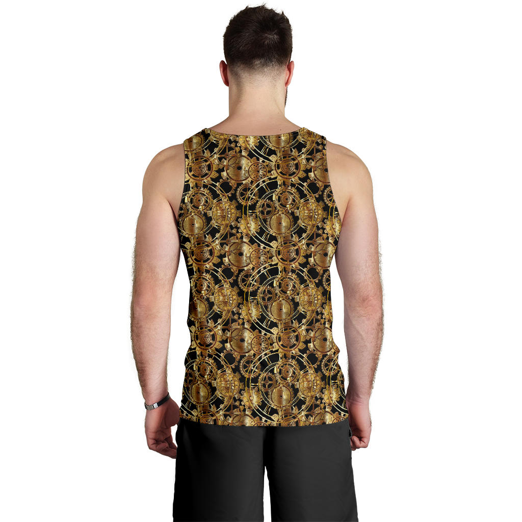 Steampunk Gear Design Themed Print Men Tank Top