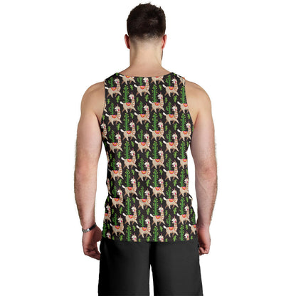 Alpaca Cactus Design Themed Print Men Tank Top