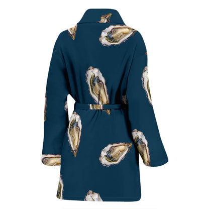 Oyster Pattern Print Design 03 Women Bathrobe