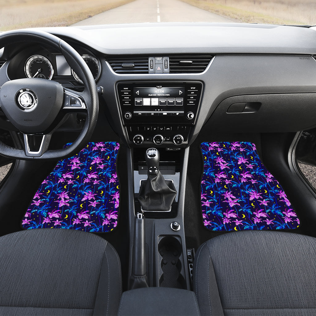 Palm Tree Night Scene Design Print Car Floor Mats Front Back