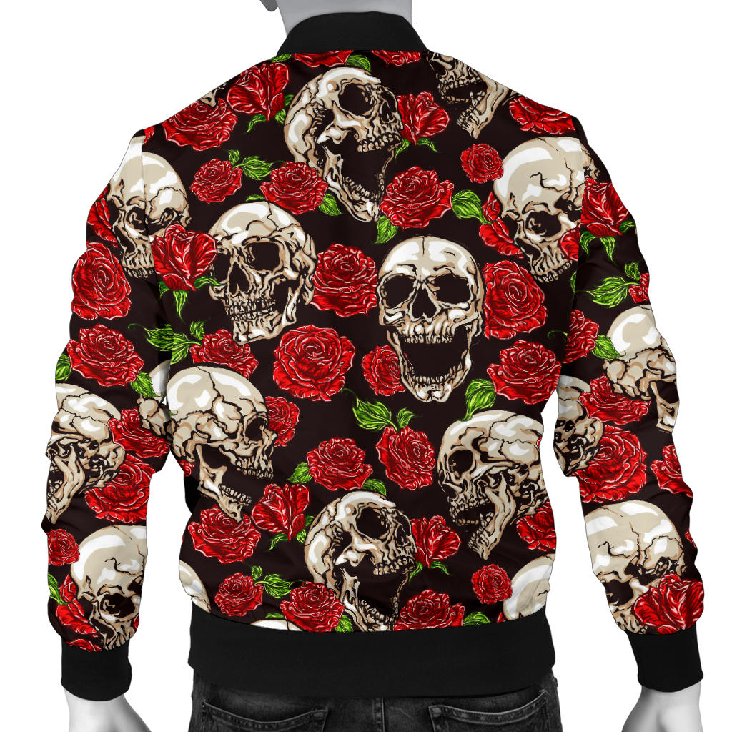 Skull Roses Design Themed Print Men Bomber Jacket