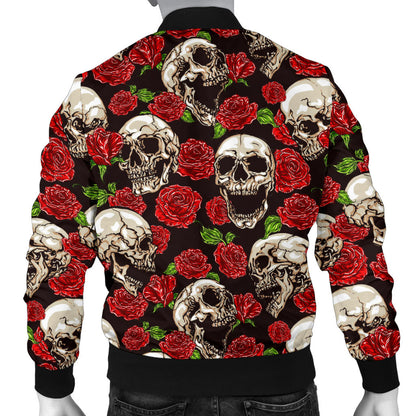 Skull Roses Design Themed Print Men Bomber Jacket