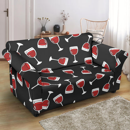 Wine Glass Print Design LKS303 Loveseat Couch Slipcover
