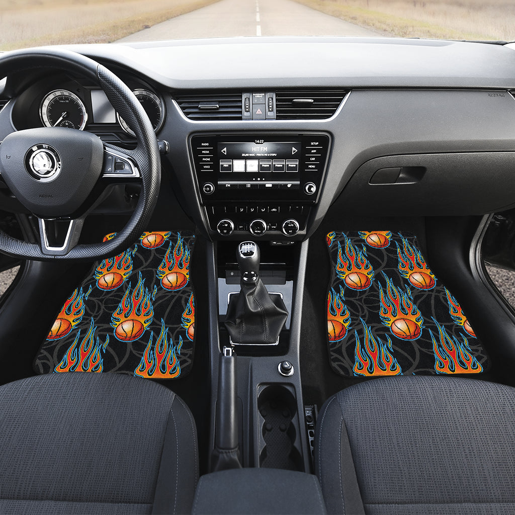 Basketball Fire Print Pattern Car Floor Mats Front Back
