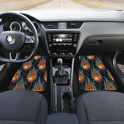 Basketball Fire Print Pattern Car Floor Mats Front Back