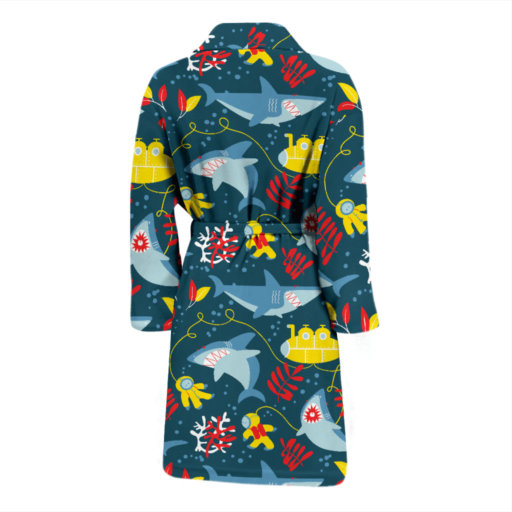 Scuba With Sharks Print Design LKS303 Men Bathrobe