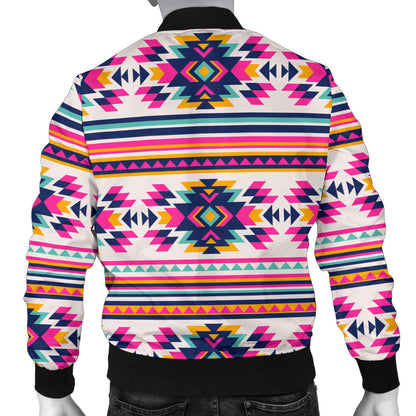 Indian Navajo Neon Themed Design Print Men Bomber Jacket