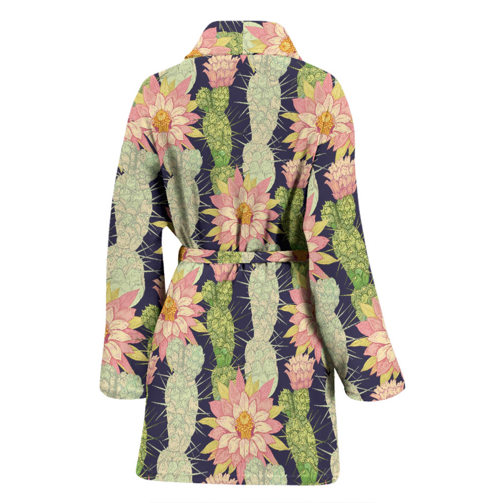 Cactus Pattern Print Design 01 Women Bathrobe