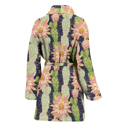 Cactus Pattern Print Design 01 Women Bathrobe