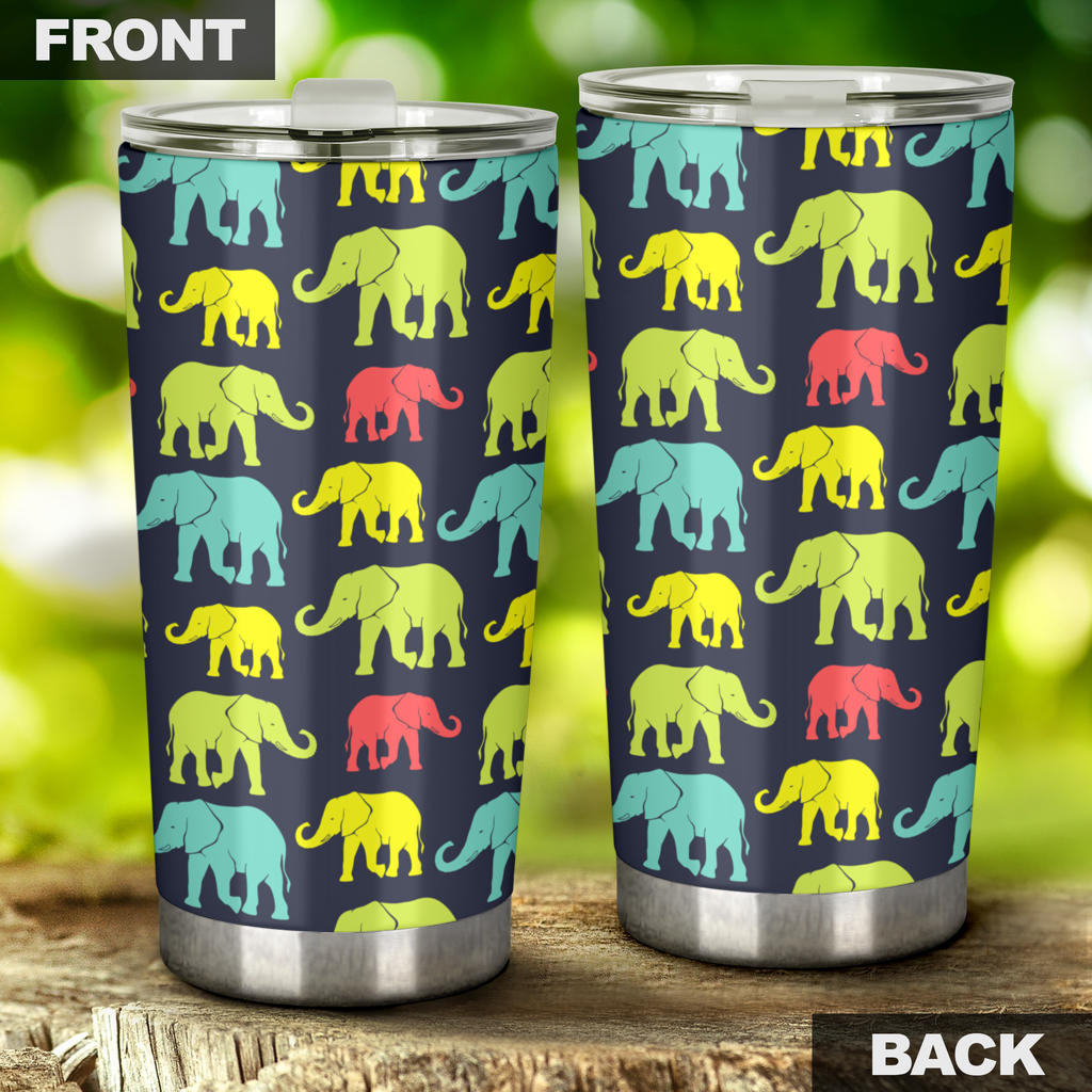 Elephant Neon Color Print Pattern Tumbler